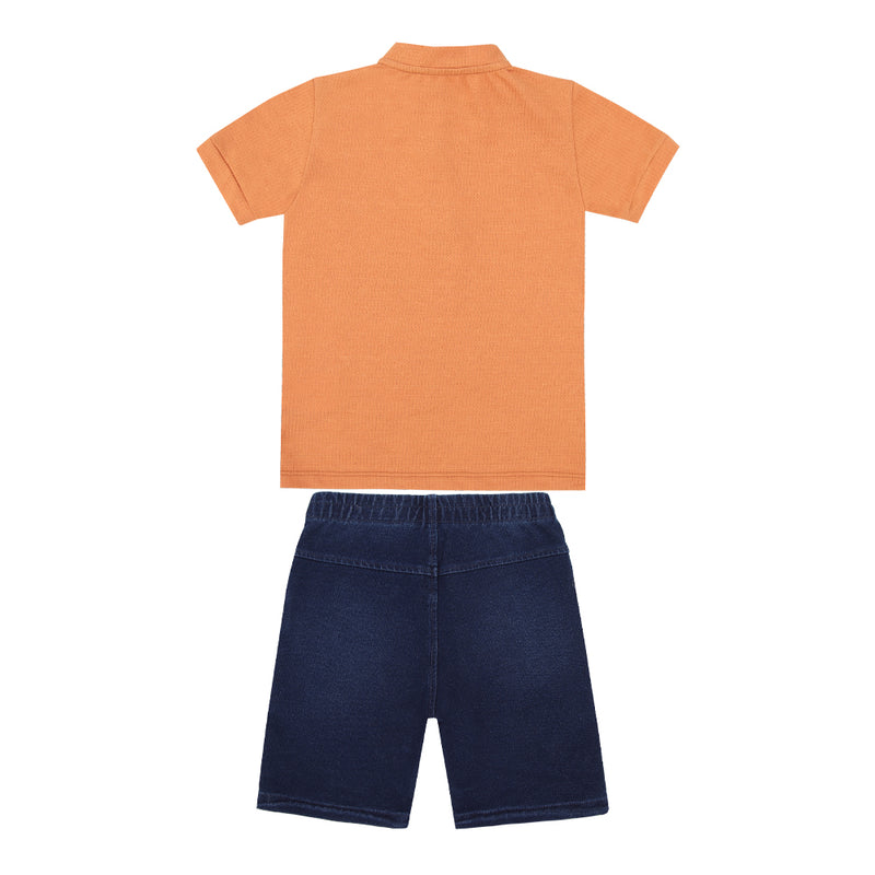 Conjunto Masculino Camiseta Bordado Peixinho com Shorts Jeans Paraiso - Image 5