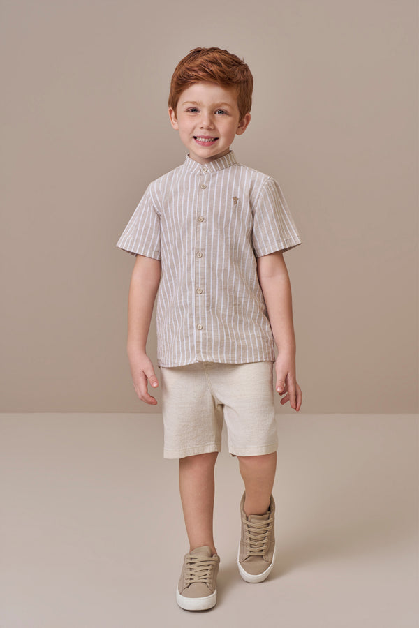 Conjunto Masculino Camisa Listrada com Shorts Sardenha Paraiso