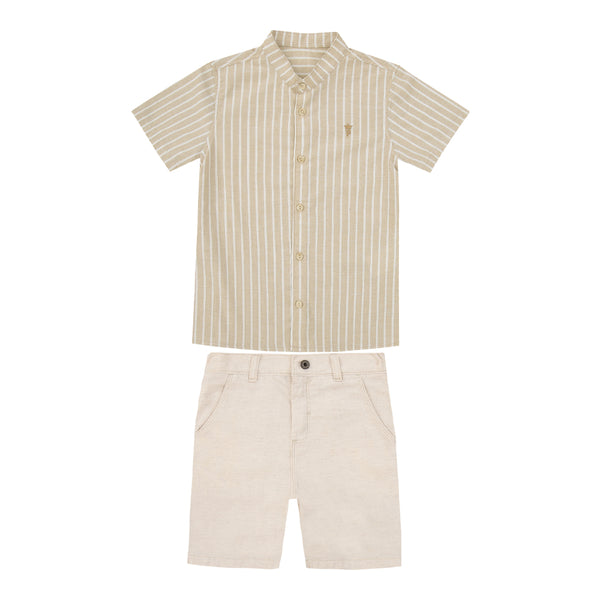 Conjunto Masculino Camisa Listrada com Shorts Sardenha Paraiso