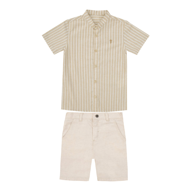 Conjunto Masculino Camisa Listrada com Shorts Sardenha Paraiso - Image 2