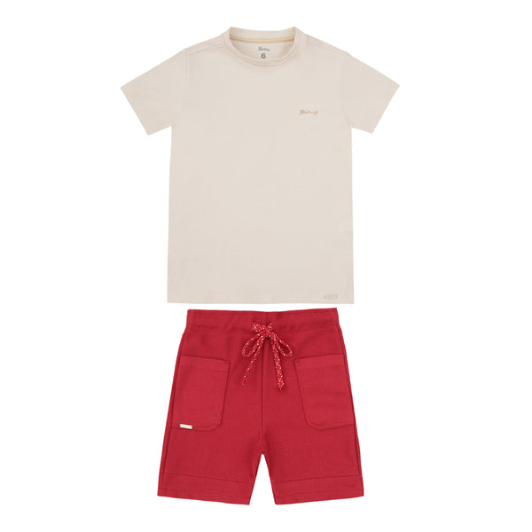 Conjunto Masculino Camiseta Básica com Shorts Paraiso