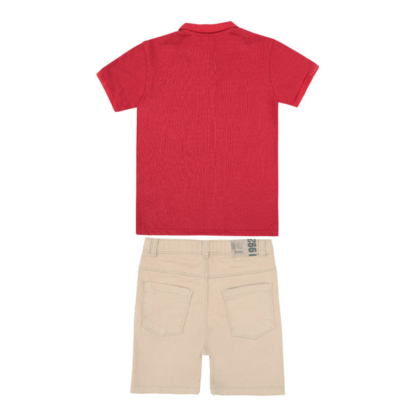 Conjunto Masculino Camisa Polo Gola Estruturada com Shorts Paraiso