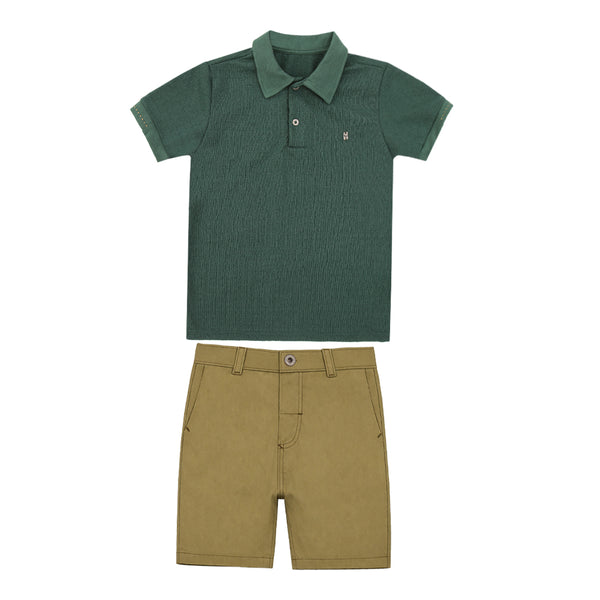 Conjunto Masculino Camisa Polo Gola Estruturada com Shorts Paraiso