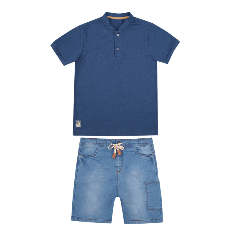 Conjunto Masculino Camiseta Náutica com Shorts Jeans Paraiso - Image 5