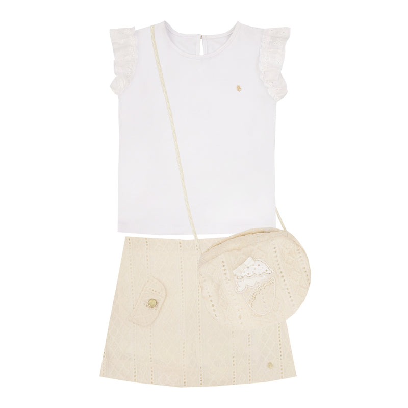 Conjunto Infantil Feminino com Saia, Bolsa Coordenada e Mangas em Laise Paraiso - Image 5