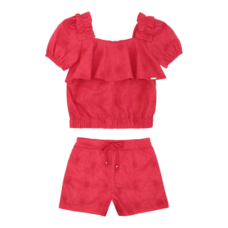 Conjunto Feminino Blusa em Laise Floral com Shorts Paraiso - Image 5