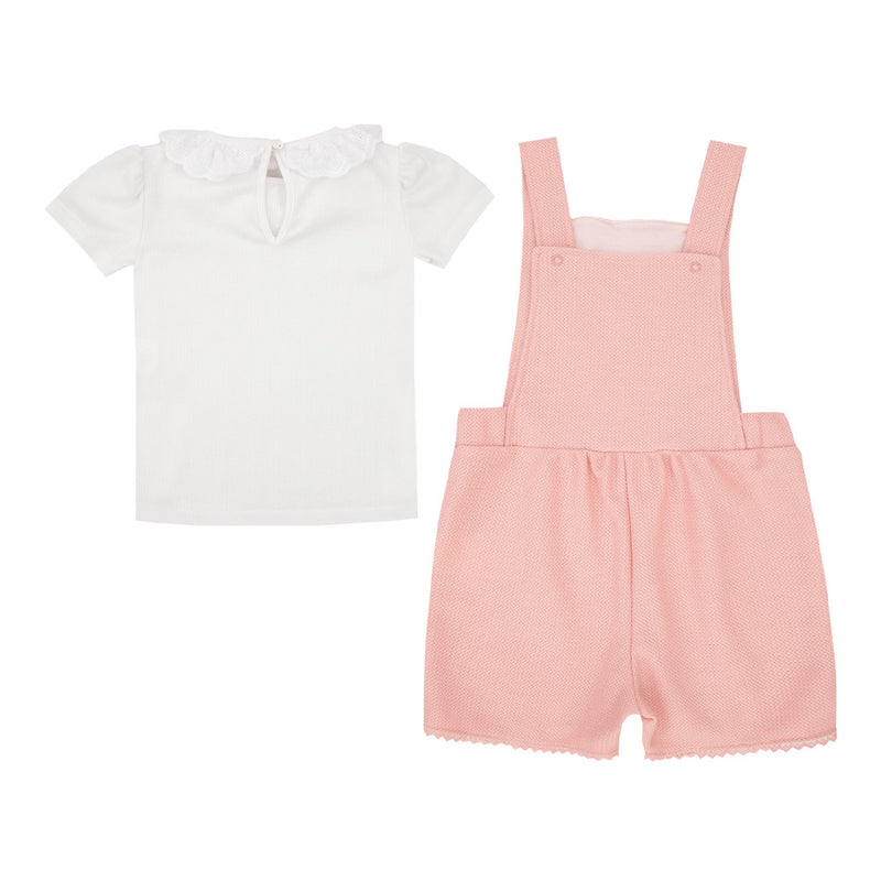 Conjunto Bebê Feminino Blusa em Malha Canelada com Jardineira em Malha Trabalhada e Alças Ajustáveis Paraiso - Image 5