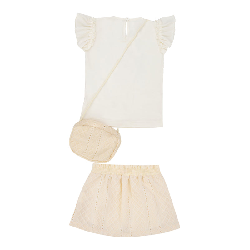 Conjunto Blusa Bordada com Saia Matelassê e Bolsinha Paraiso - Image 5