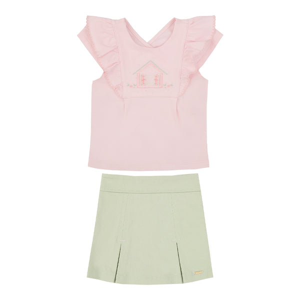 Conjunto Feminino Blusa com Shorts Saia Bengaline Paraiso
