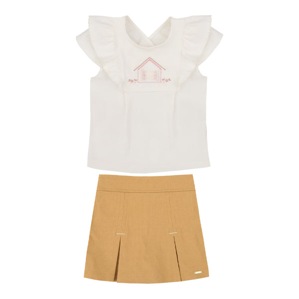 Conjunto Feminino Blusa com Shorts Saia Bengaline Paraiso