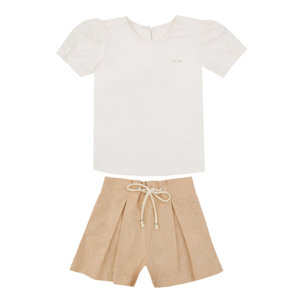 Conjunto Feminino Blusa com Shorts em Algodão Paraiso