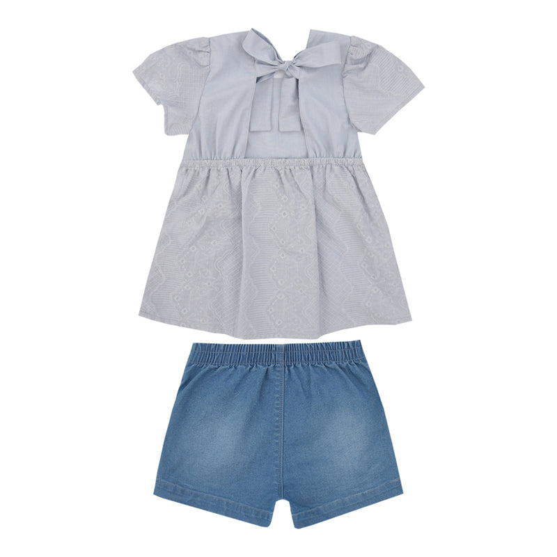Conjunto Feminino Bata em Lese com Shorts Jeans Maleável Paraiso - Image 5