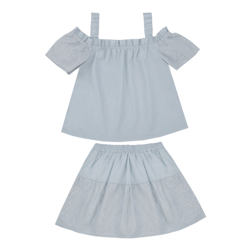 Conjunto Feminino Blusa Ombro a Ombro com Saia Shorts Paraiso - Image 5