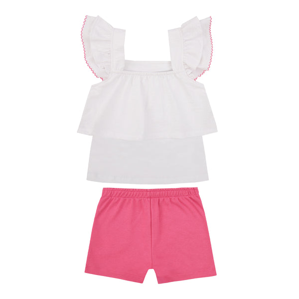 Conjunto Feminino Blusa Bordada com Shorts Piquet Suedine Paraiso
