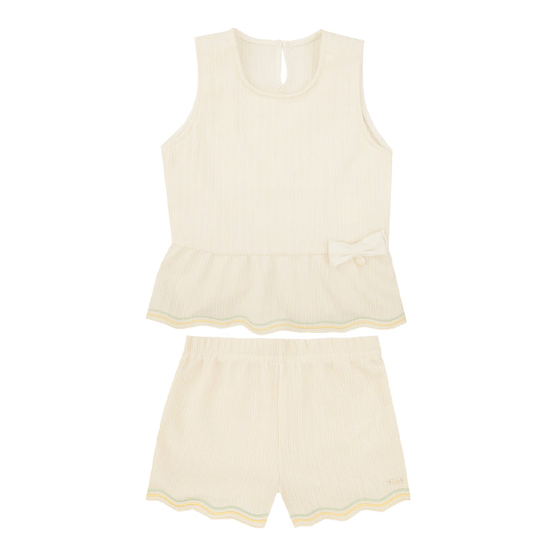 Conjunto Feminino Blusa com Laço e Shorts em Malha Trabalhada Paraiso - Image 5
