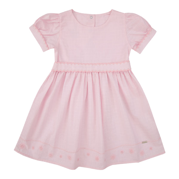 Vestido em Tricoline Maquinetado com Bordado na Barra Paraiso