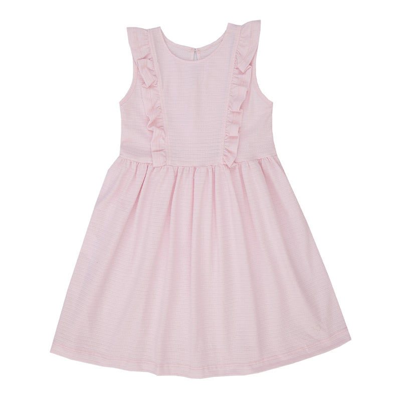 Vestido Infantil Malha Trabalhada Franzido com Babados e Strass - Image 5