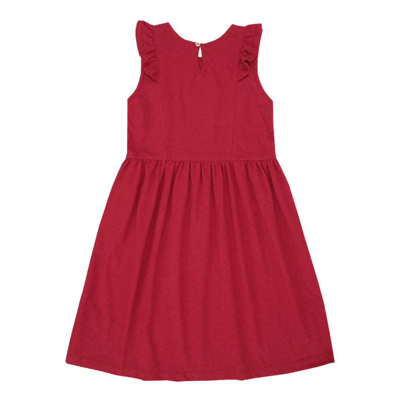 Vestido Infantil Malha Trabalhada Franzido com Babados e Strass - Image 8