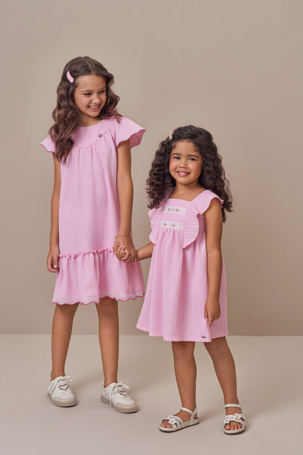 Vestido Texturizado com Amarração nas Costas