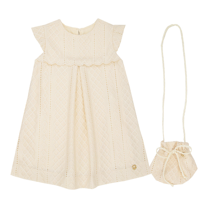 Vestido Infantil Festa Matelassado com Lurex Evasê e Bolsinha Coordenada - Image 5