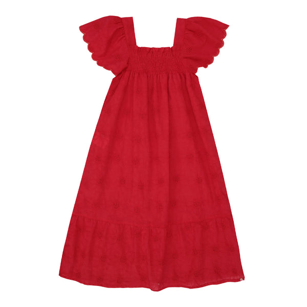 Vestido Infantil Festa em Laise com Decote Lastex e Manga Franzida