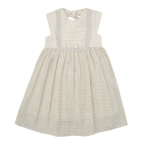 Vestido Infantil Ceriônia Lese com Peitinho Duplo, Saia Franzida e Laço