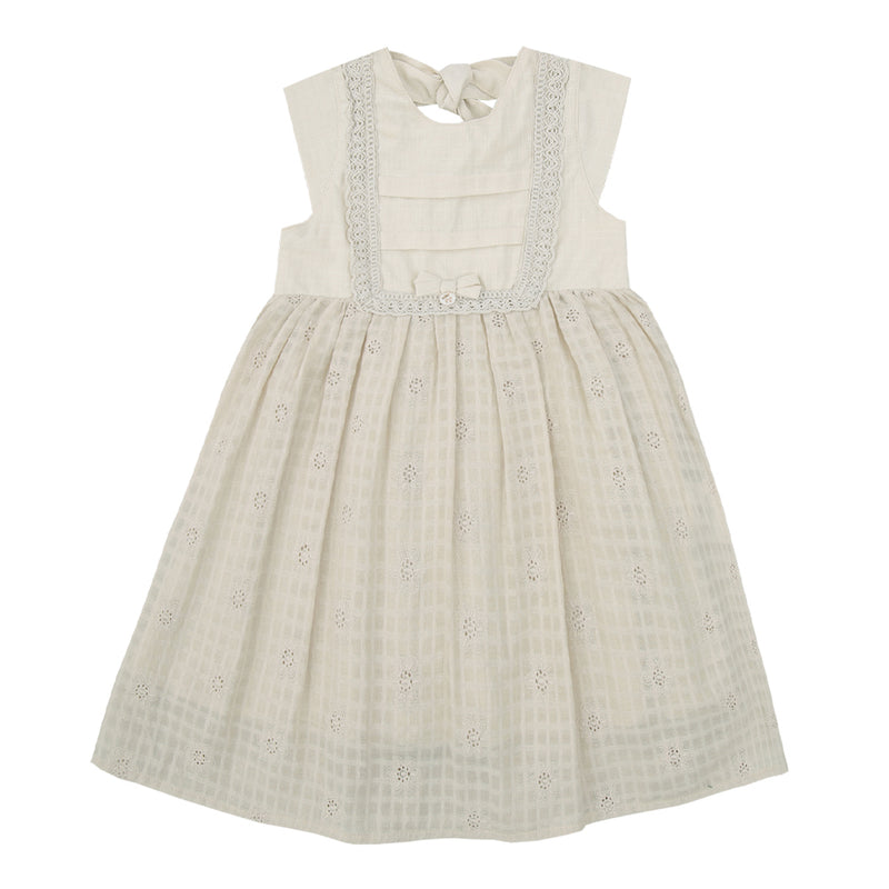 Vestido Infantil Ceriônia Lese com Peitinho Duplo, Saia Franzida e Laço - Image 2