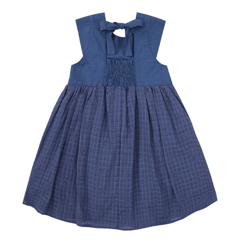 Vestido Infantil Ceriônia Lese com Peitinho Duplo, Saia Franzida e Laço - Image 5
