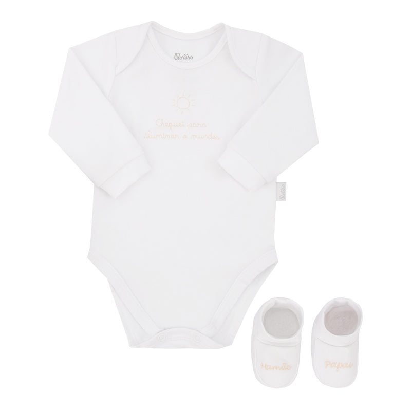 Kit Bebê Body Manga Longa com Pantufa Bordada e Embalagem Exclusiva - Image 8