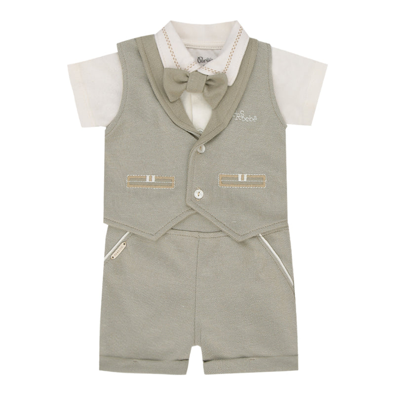 Conjunto Bebê Cerimônia Piquet Suedine com Gravata e Suspensório Removível - Image 5