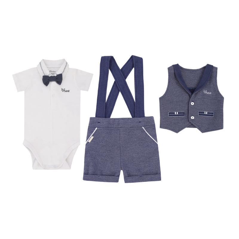 Conjunto Bebê Cerimônia Piquet Suedine com Gravata e Suspensório Removível - Image 2