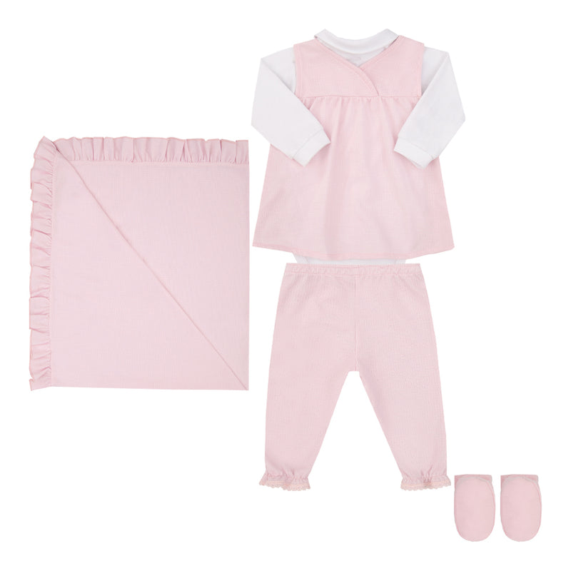 Saída Maternidade Bebê Malha Conforto com Bata Transpasse, Manta e Pantufas - Image 5