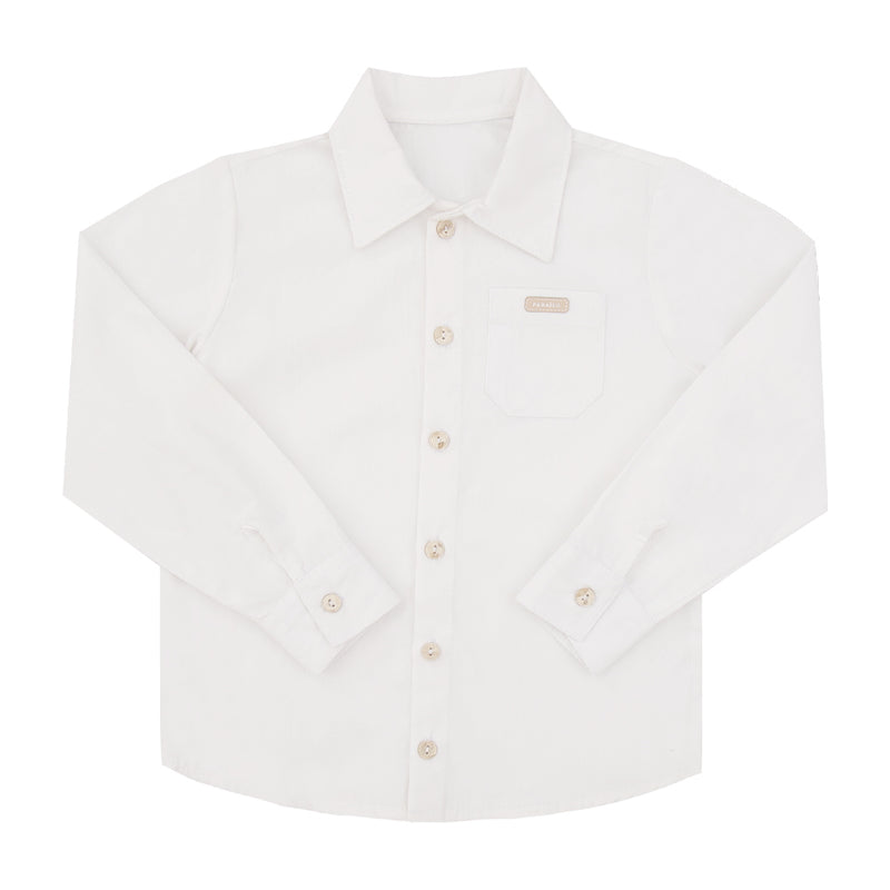 Camisa Infantil Cerimônia Branca Silk com Gola Estruturada e Bolso Frontal - Image 2
