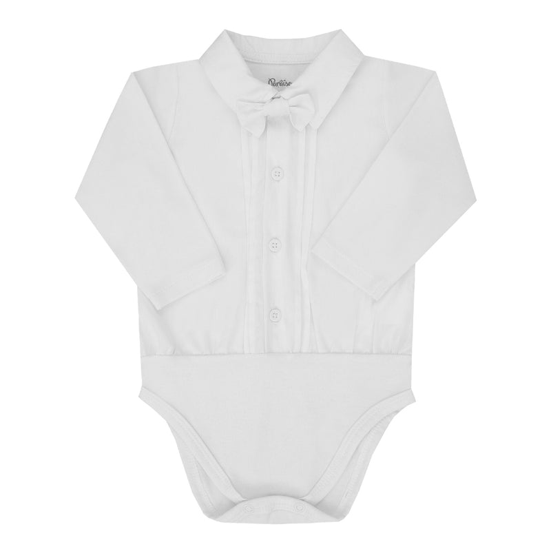 Body Bebê Masculino Cerimônia Malha Conforto Gola Polo com Gravatinha Borboleta - Image 2