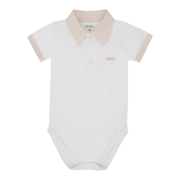 Body Bebê Masculino Gola Polo Malha Piquet com Botões de Pressão