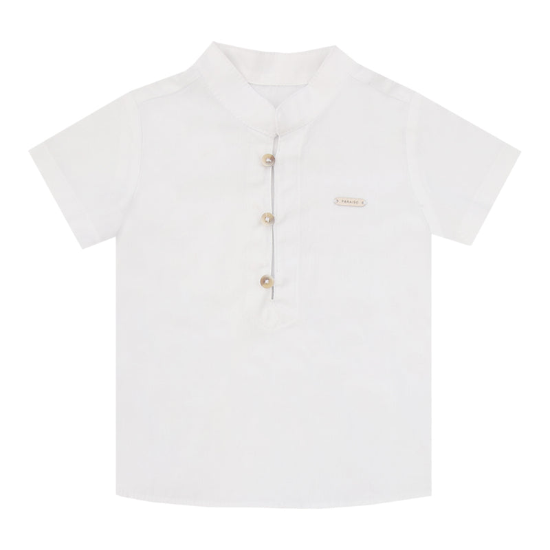 Bata Infantil Masculino Manga Curta Silk Algodão com Gola Redonda - Image 2