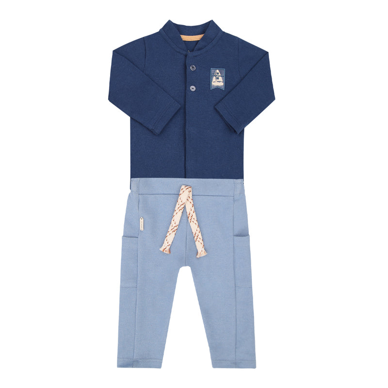Conjunto Bebê Malha Conforto e Jeans Leve com Botões de Pressão e Calça - Image 2