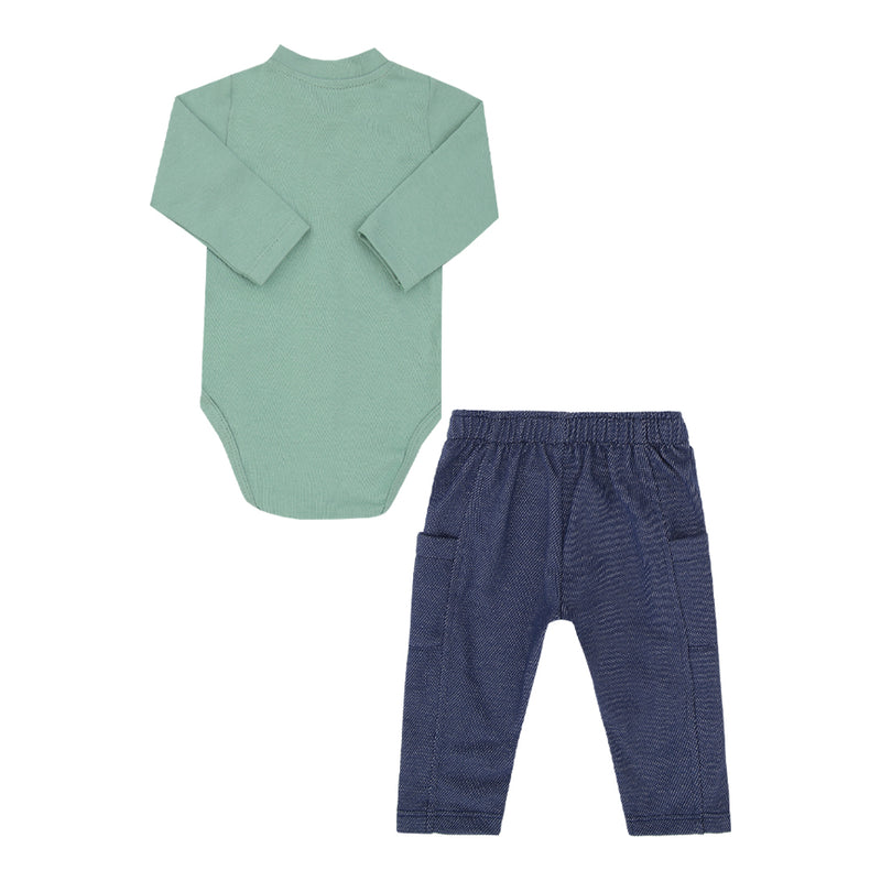 Conjunto Bebê Malha Conforto e Jeans Leve com Botões de Pressão e Calça - Image 5