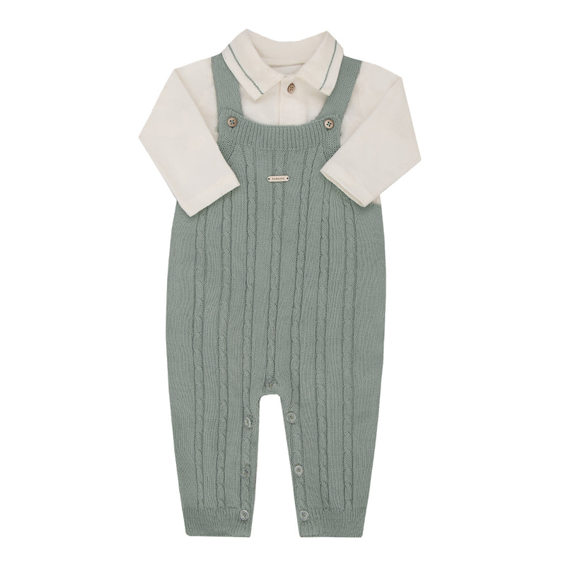Conjunto Bebê Natal Malha Conforto e Tricô com Gola Polo e Jardineira - Image 2