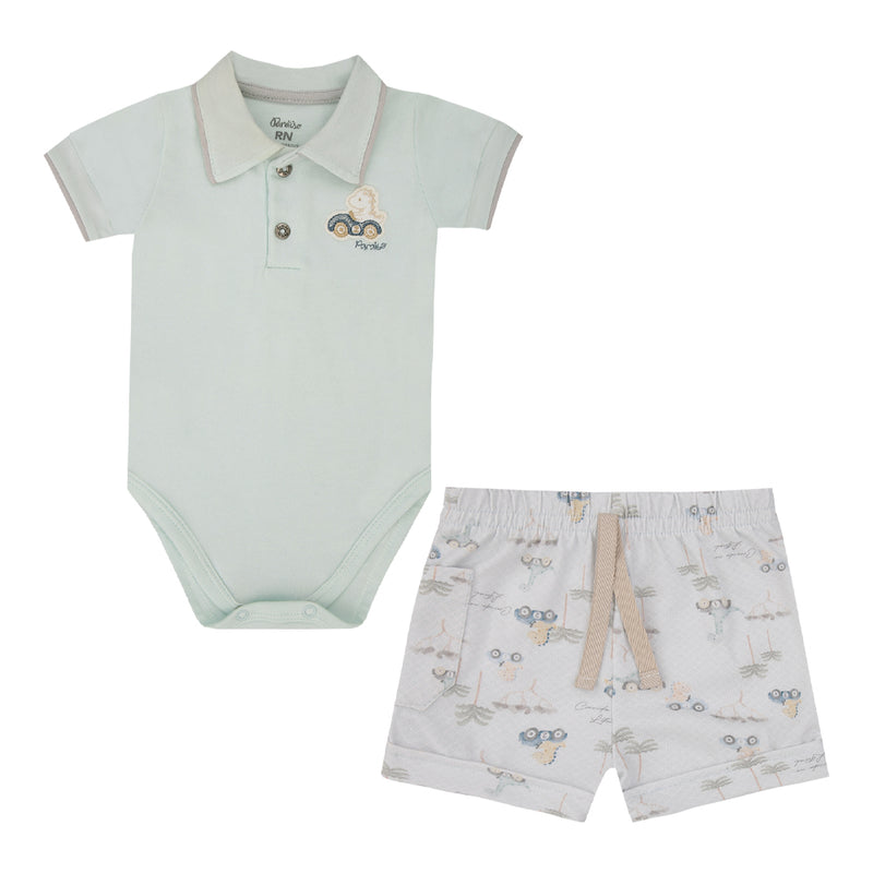 Conjunto Bebê Masculino Body Polo Malha Conforto com Shorts Estampado - Image 5