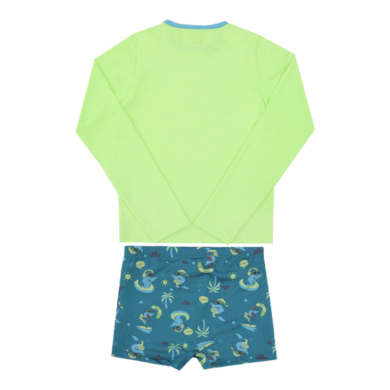 Conjunto Praia Infantil Masculino Manga Longa UV com Sunga Boxer e Estampa de Tubarão - Image 5