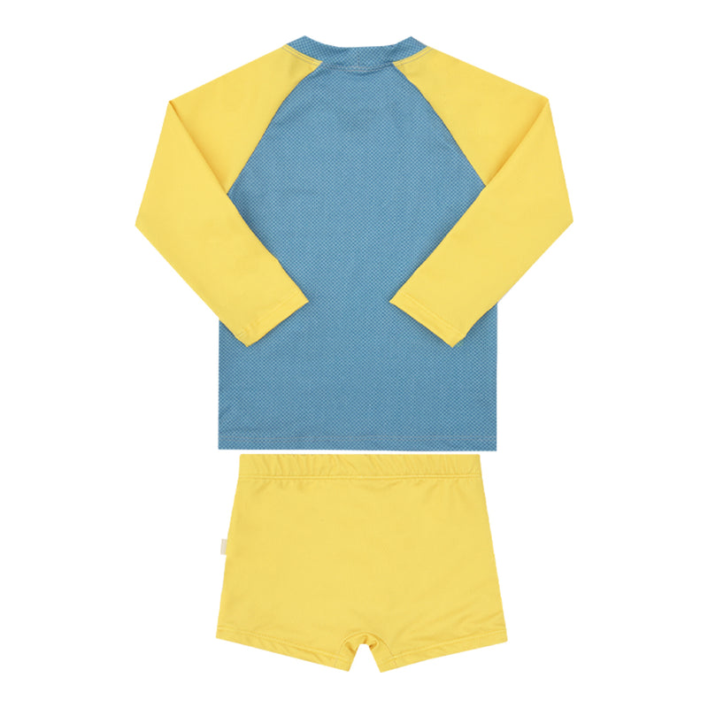 Conjunto Praia Infantil Masculino Manga Longa Bicolor UV com Sunga e Viés - Image 5