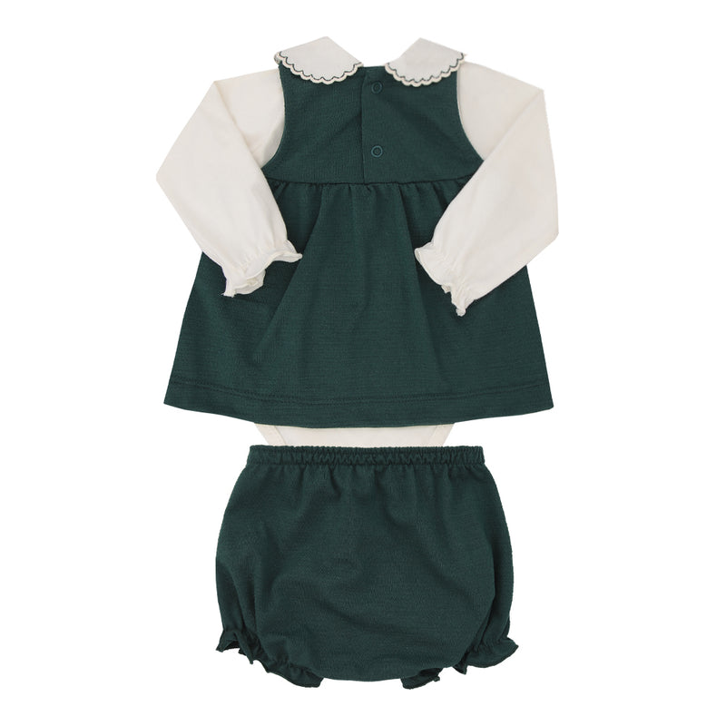 Conjunto Bebê Feminino Body Manga Longa com Bata Franzida, Renda e Bundão - Image 2