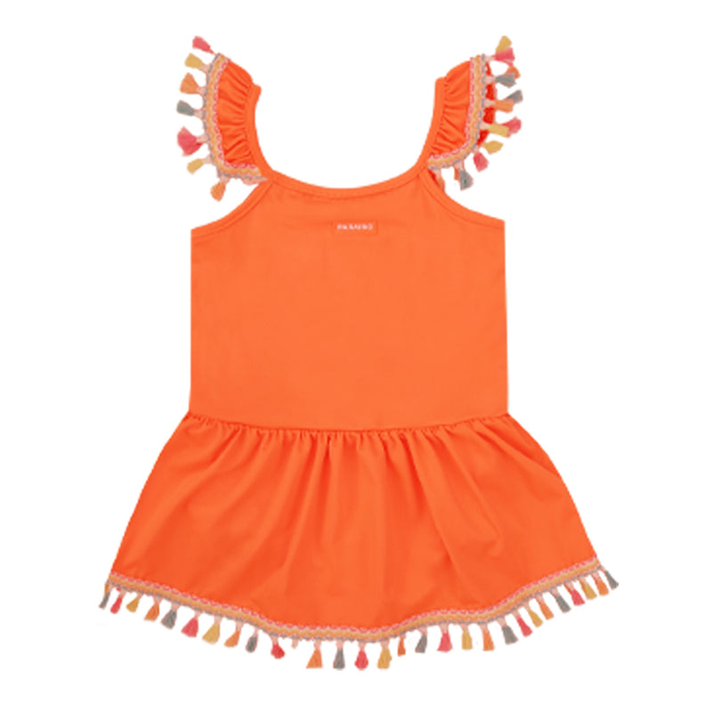 Maiô Infantil Feminino com Sainha Franzida, Babadinhos e Proteção UV Neon - Image 2
