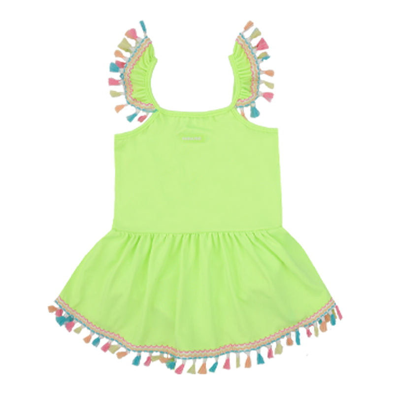 Maiô Infantil Feminino com Sainha Franzida, Babadinhos e Proteção UV Neon - Image 5