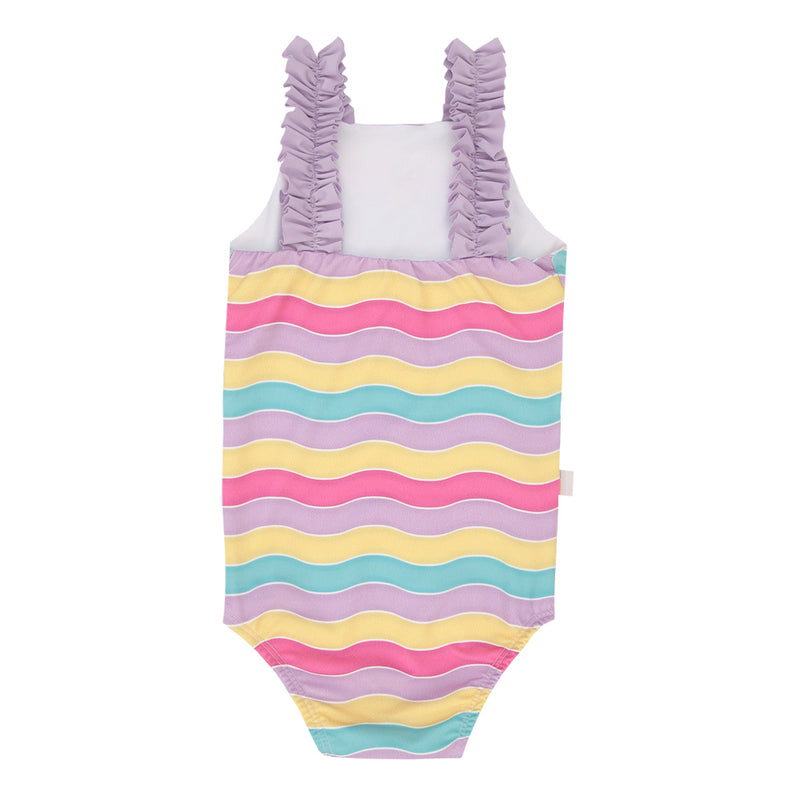 Maiô Infantil Feminino Listrado com Alças Babado, Bordado em Aplique e Proteção UV - Image 5