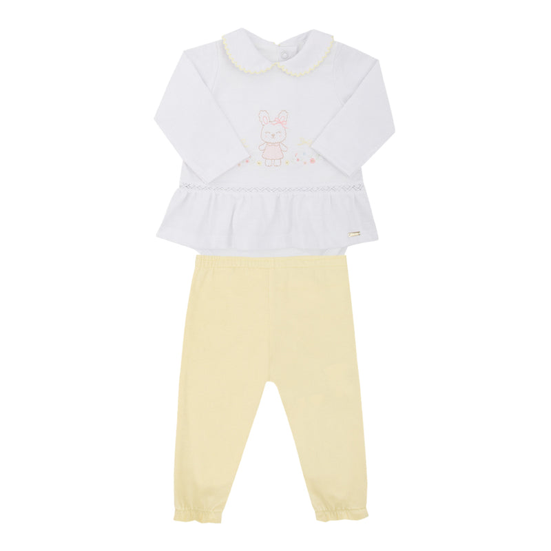 Conjunto Baby Feminino Body Manga Longa Peplum com Bordado e Calça Malha Conforto - Image 2