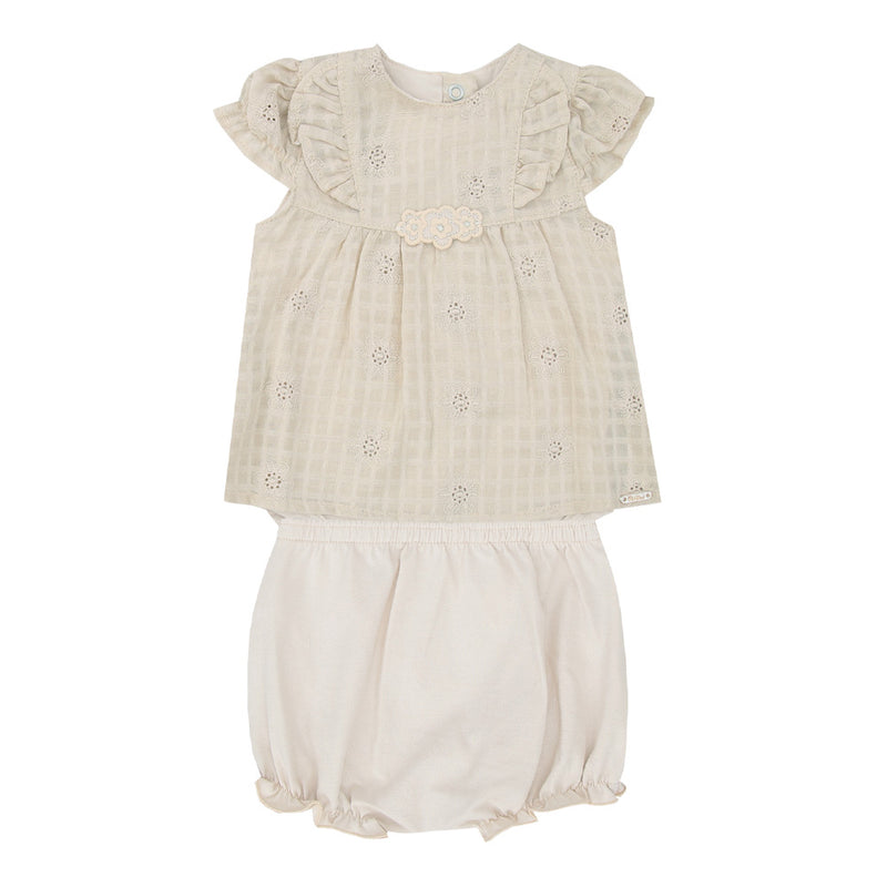 Conjunto Baby Feminino Blusa Laise Franzida com Bordado e Body Embutido - Image 2