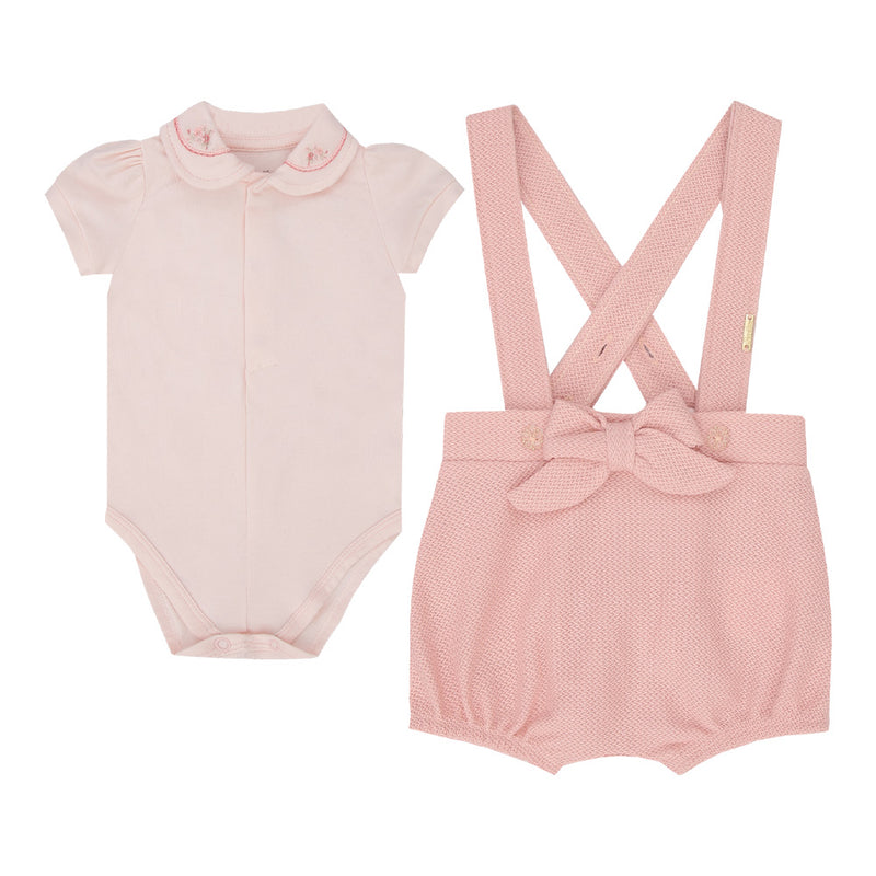 Conjunto Baby Feminino Natal Body Malha Conforto Bordado com Shorts Alças Cruzadas - Image 2