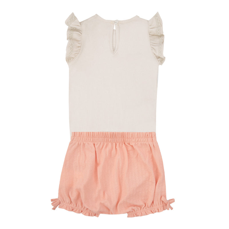 Conjunto Baby Feminino Body Manga Babado com Bordado e Shorts Tricô Canelado - Image 5